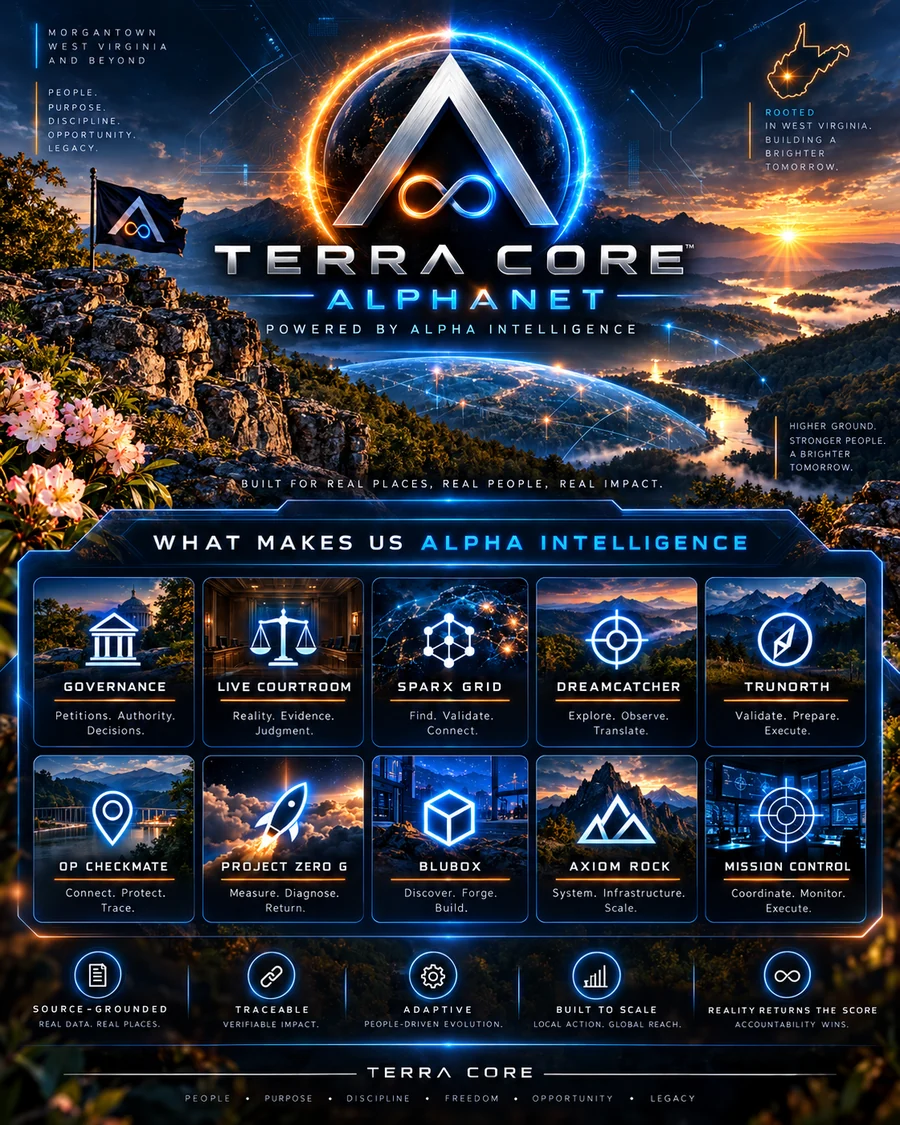 TerraCore AlphaNet historical brand concept and interface direction